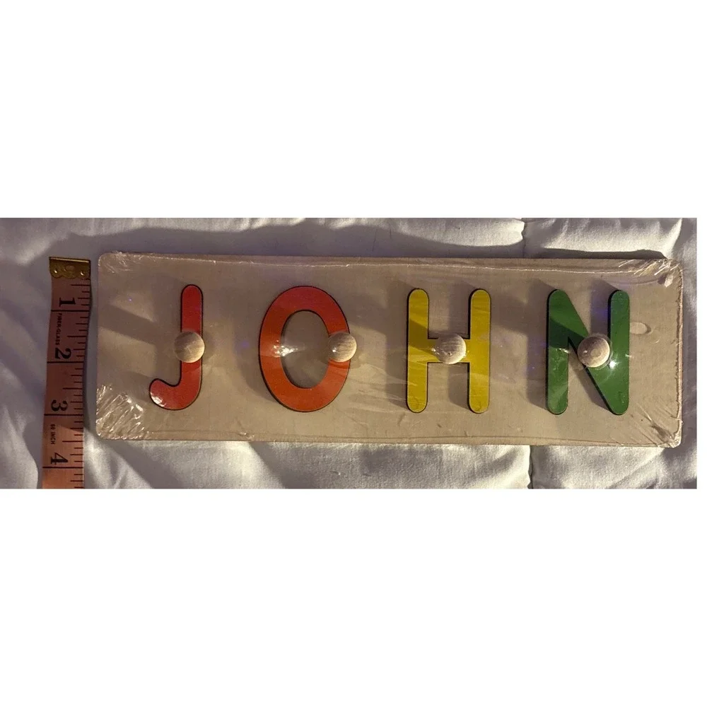 NEW  Personalized Wooden Name Puzzle JOHN Montessori Toddler Learning‎ Puzzle
